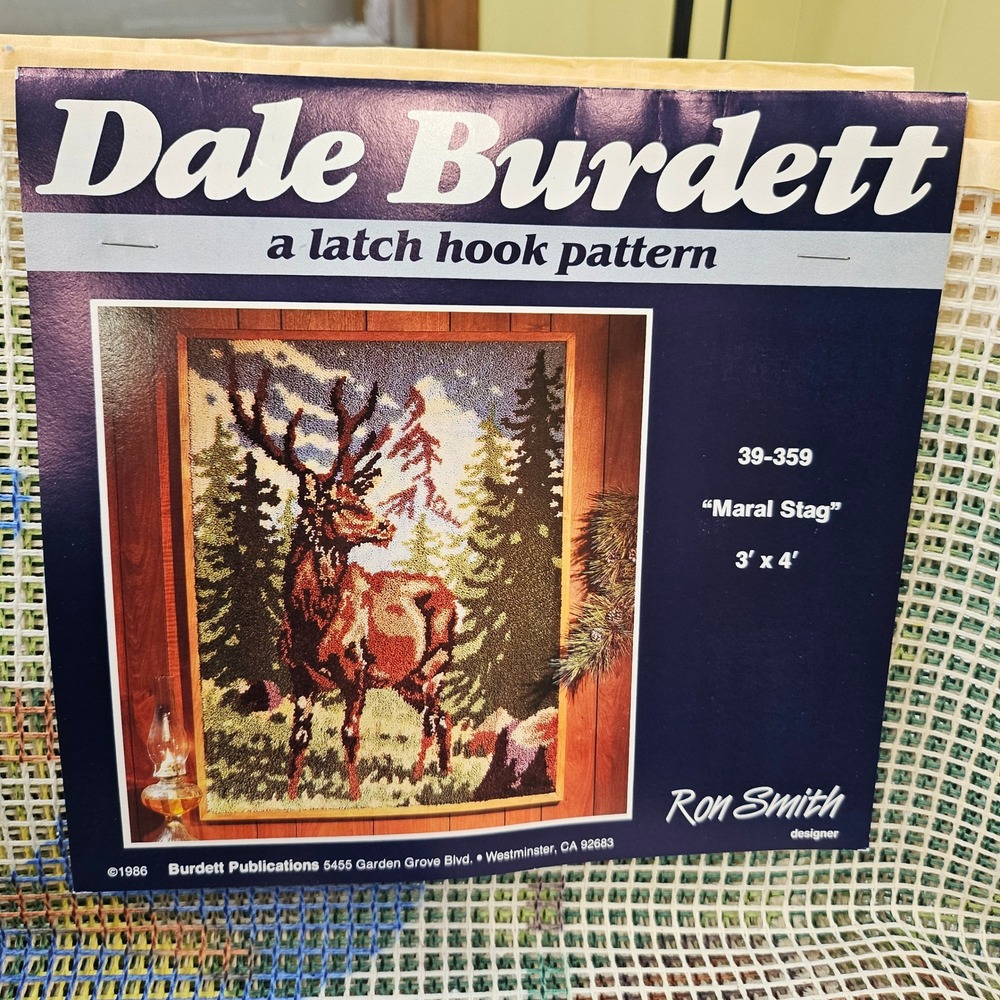 Dale Burdett Latch Hook Rug Pattern Maral Stag Deer 3x4 Vintage 1986 Ron Smith